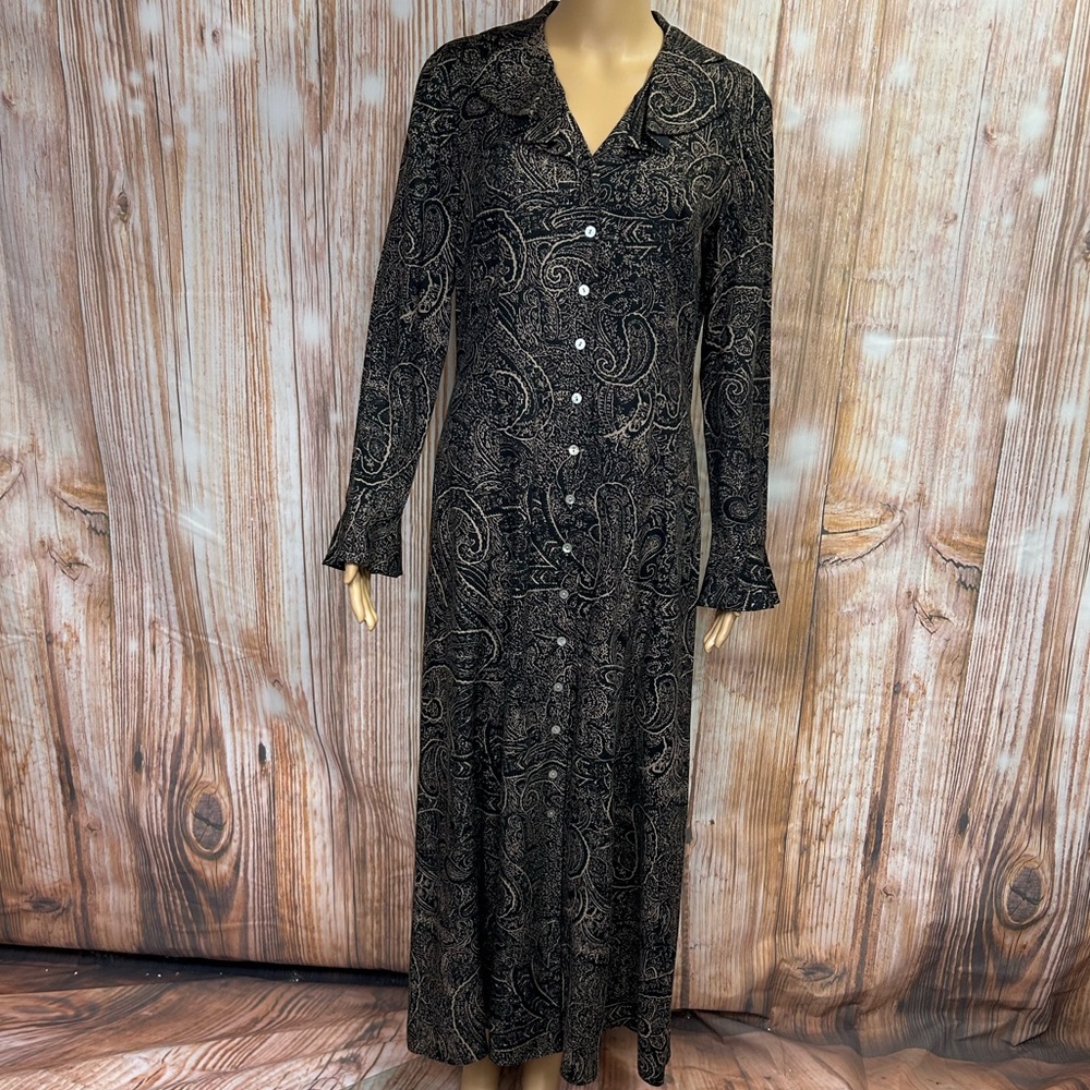 David Warren Paisley Print Button Front Midi‎ Dress